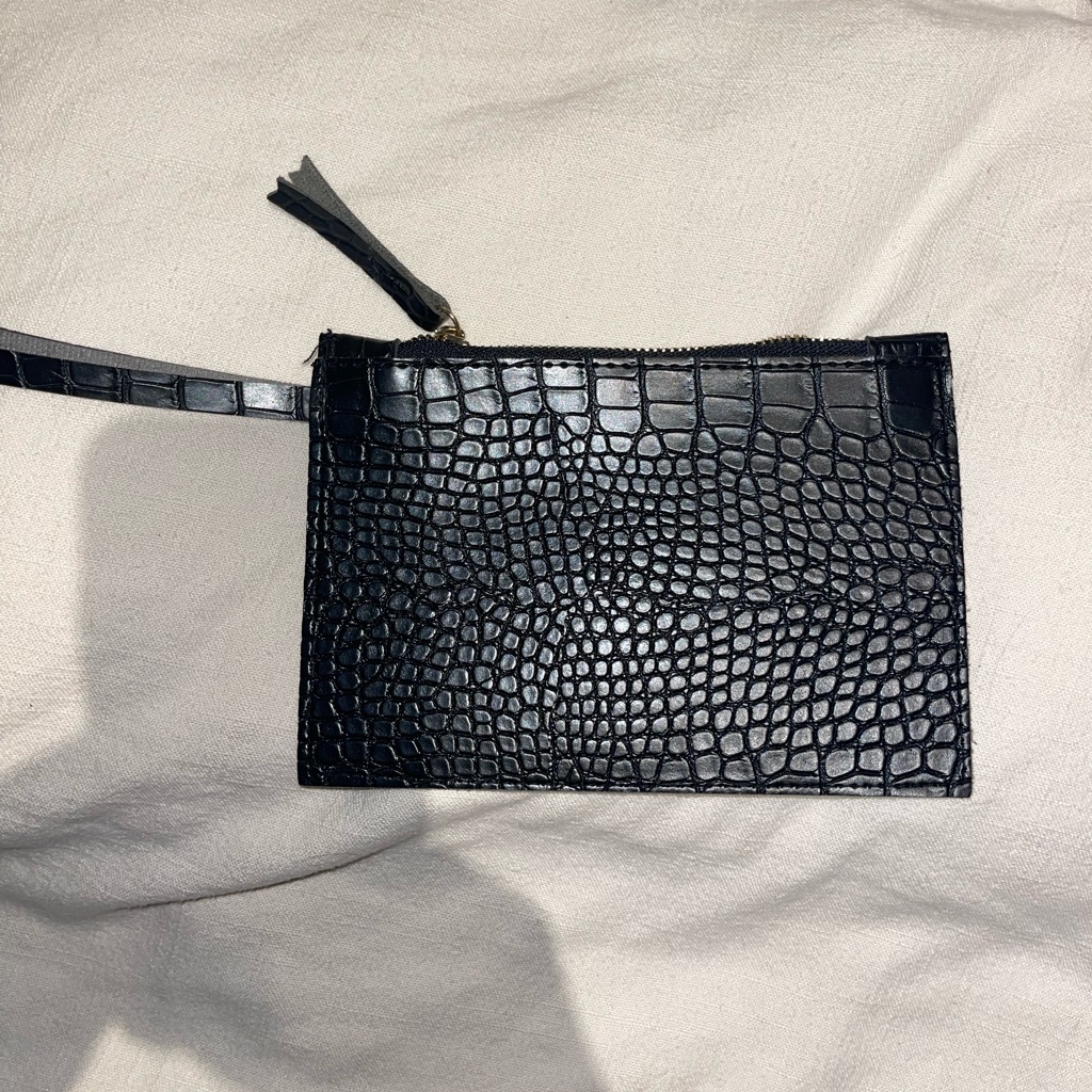 Black Crocodile Wristlet